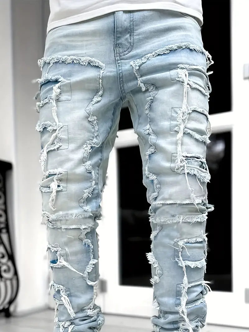 Distressed Stacked Leather Pants