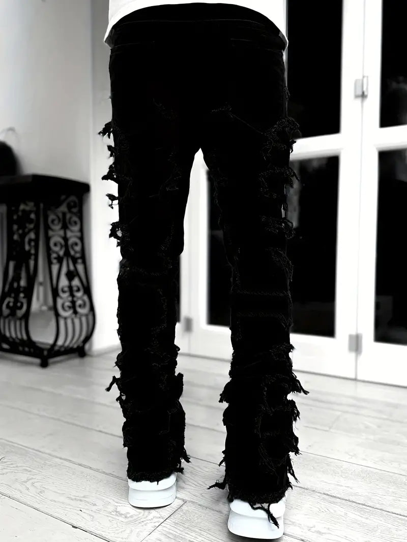 Distressed Stacked Leather Pants
